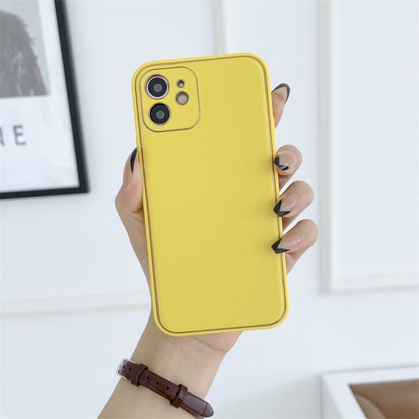 Etui til iPhone 13 Sitrongul lærtekstur elektroplettering Full-Body Luksus