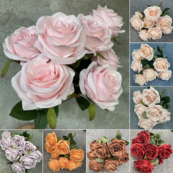 Kunstig Blomst Opfriskende Ingen Vanding 9 Hoveder Multi Lag Kronblade Simulation Buket Boligindretning