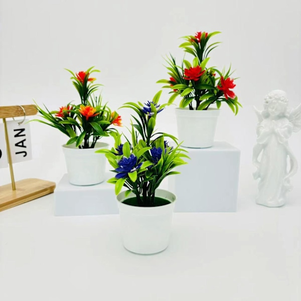 Konstgjorda Lotusblad: Set med 5 Små Krukväxter Bonsai för Utomhus- eller Inomhusdekoration – Perfekt för Yellow Height 18CM*Width 11CM