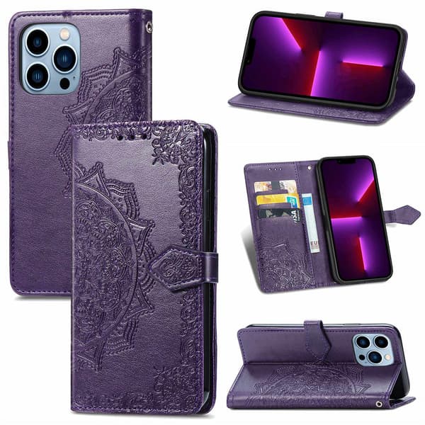 Kotelo iPhone 13 Mini Purple Source Flip -liimattavalle nahalle