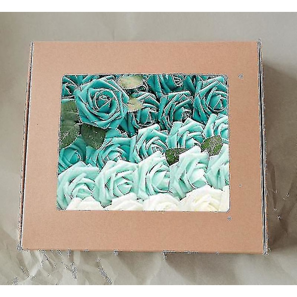 Konstgjorda Blommor, 25 st Gradient Falska Blommor Rosor Tiffany Blue