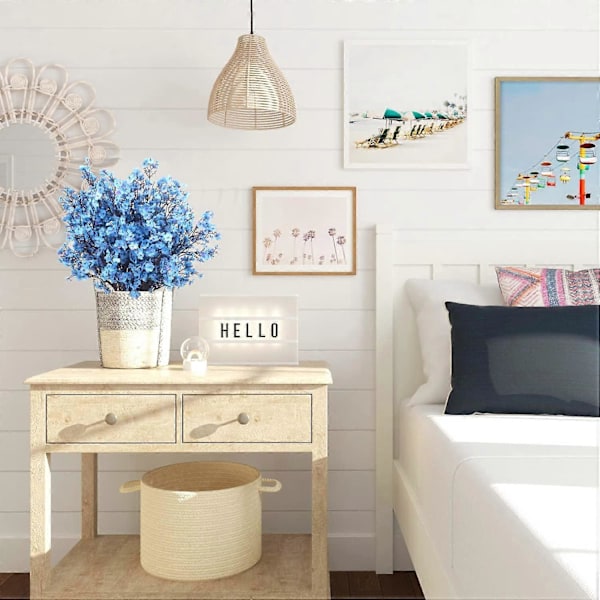 10 Bunt Kunstig Brudeslør Blomster Falsk Gypsophila Bukett Faux Silke Blomster (Blå) Blue