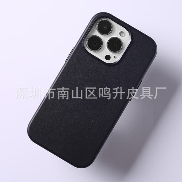 Fodral för iPhone 14pro magnetisk + pappersförpackning Midnattsfärg Officiellt helkroppsläder Magnetisk