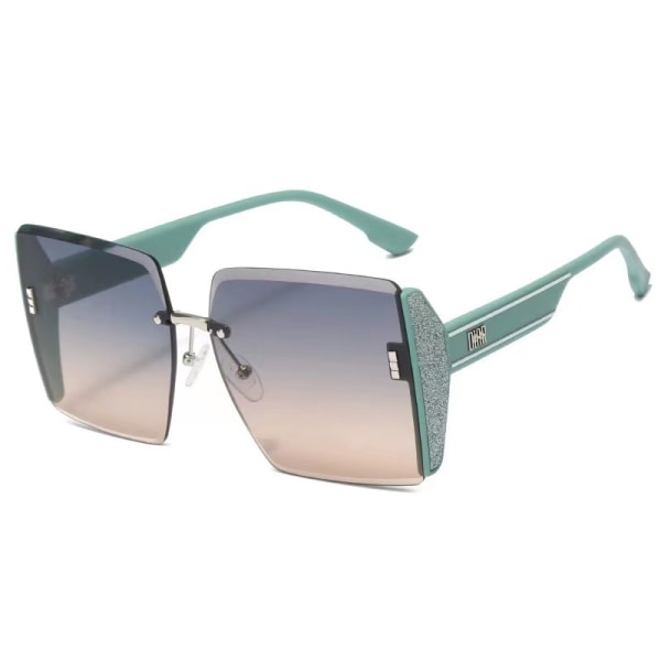 Fashion Atmospheric Box för att göra stort ansikte tunt utseende Solglasögon Solglasögon UV-skydd Beige frame gradually dried