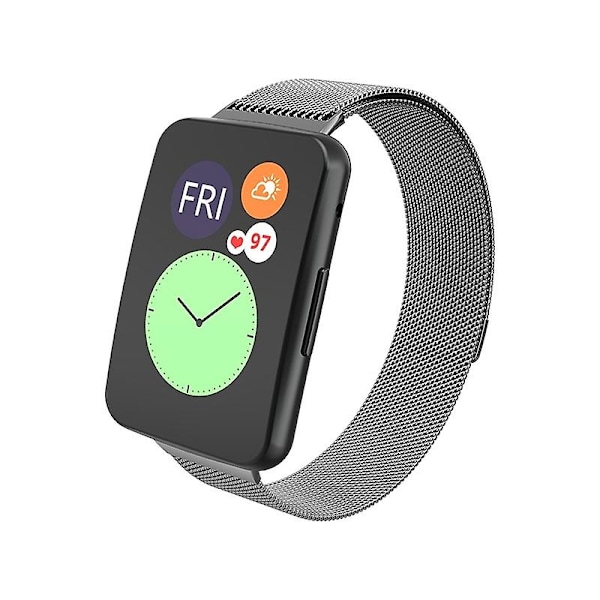Titaniumgrå Titaniumgrå kompatibel med Huawei Watch Fit Milanese Klockarmband
