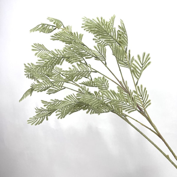 Mimosa Konstgjorda Blommor Gröna Blad för Vardagsrumsbordsdekoration Large 6-pronged fork 93cm