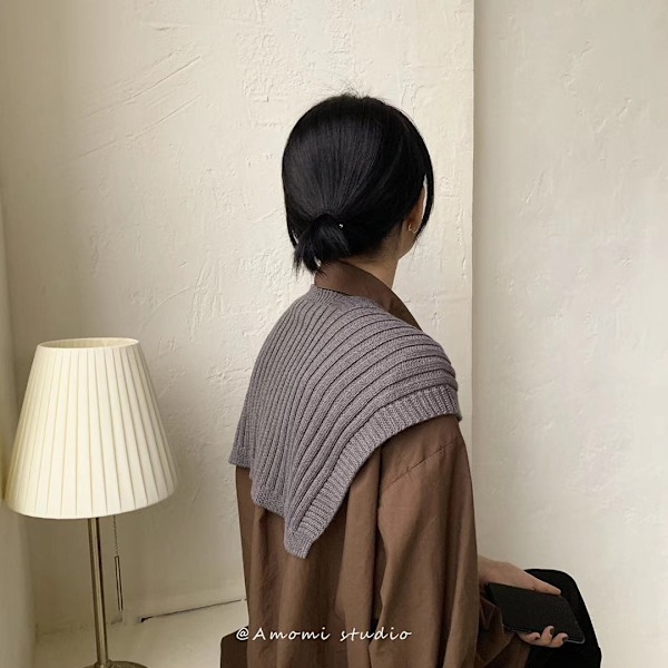 Dame falsk krage Avtakbar halv sjal Strikket skulder-matte Smoky gray