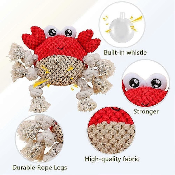 ZK-Hundeleke Hundeleke Hundeleker Plysj Hundepipeleker Sikre Tyggleker for Små og Mellomstore Hunder (Rød)
