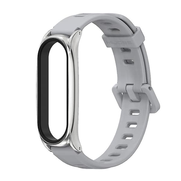 Grå Sølv Grå Sølv kompatibel med Xiaomi Mi Band 6/5/4/3 Silikonerem Plus Etui