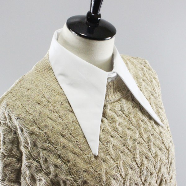 Dame falsk krage Avtakbar halv Business Dress Bomull Lang White