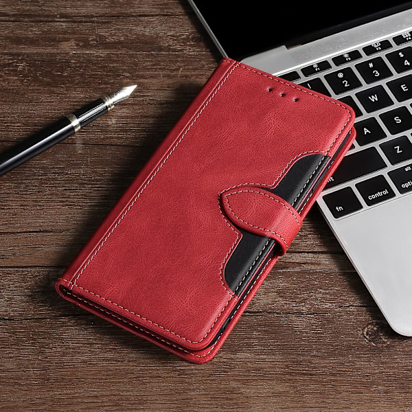 Etui til iPhone 16 Pro Max rød Wallet med kortholder Flip stand