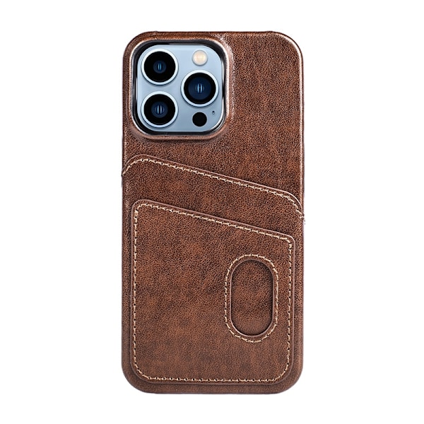Etui til iPhone 15 brun Wallet med kortholder læder dobbelt kortholder custom