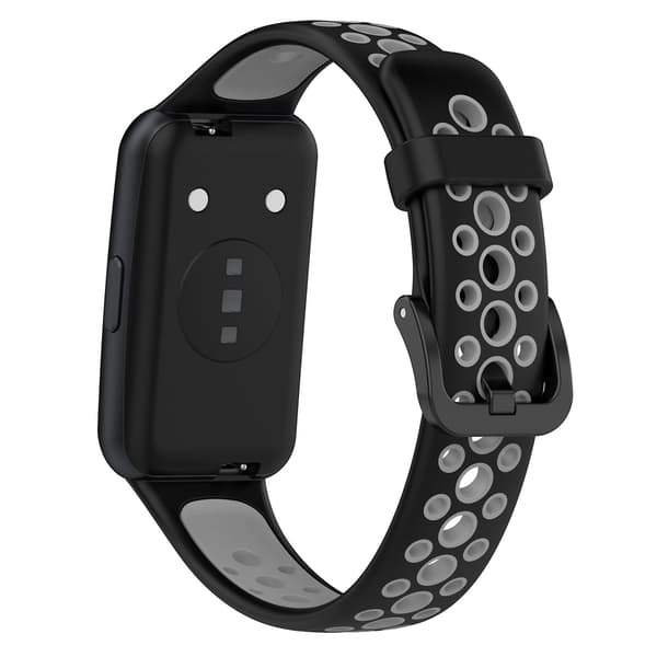 Sort Grå Sort Grå Åndbar Silikone Urrem kompatibel med Huawei Band 7 / 7 Nfc