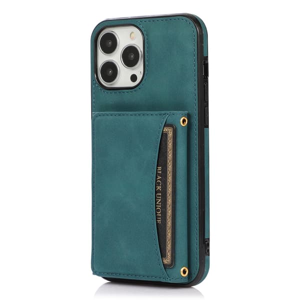Etui til iPhone iPhone 14 6.1 blått kortholder myk side i skinn