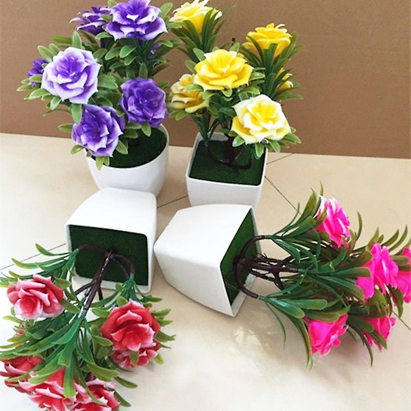 1 stk. Kunstig potteplante Bonsai Performance Scene Hage Hjemmefest Dekor Purple