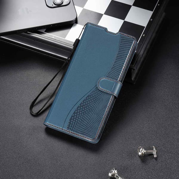 Etui til iPhone 15 Plus Navy Magnetisk Flip Lommebok med Kortholder