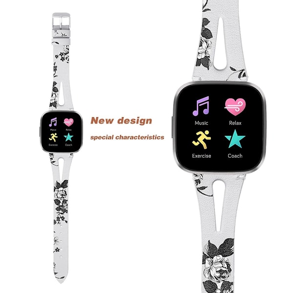 Vit Askblomma Vit Askblomma kompatibel med Fitbit Versa 2 Armband kompatibelt med Fitbit Versa 2
