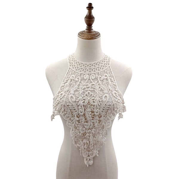 Dame falsk krage Avtakbar halv Blonde Korsage Polyester Fil All cotton Apricot