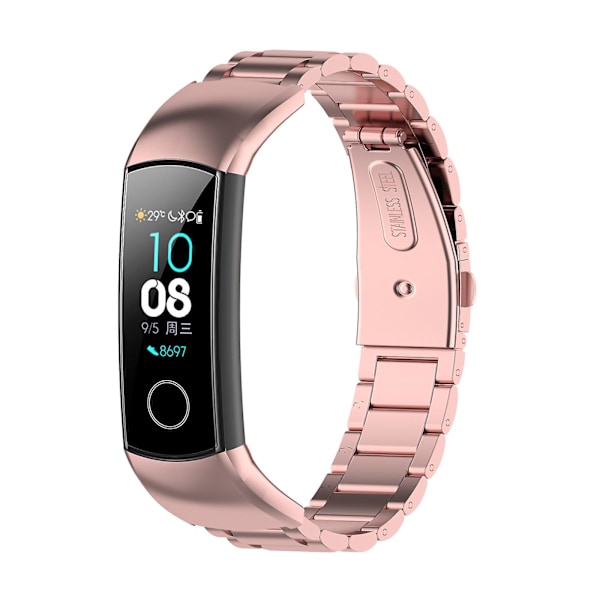 Rose Pink Rose Pink Stål Urrem kompatibel med Huawei Honor Band 4 (crs-b19) kompatibel med Honor Band 4