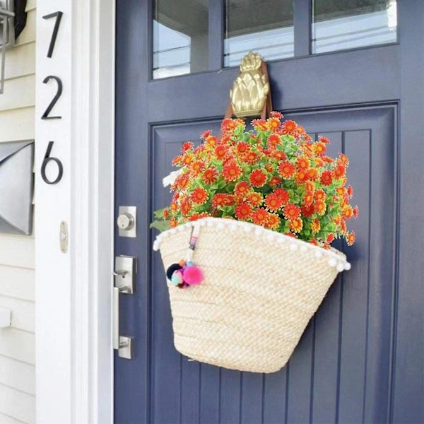 5 stk. Kunstig Blomst UV-bestandig 7 Gren Forår Sommer Simuleret Eucalyptus Chrysanthemum Yellow