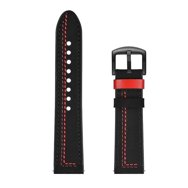 Sort Sort 22mm kompatibel med Huawei Watch Gt2e / Gt2 46mm Zigzag læder urrem (sort)