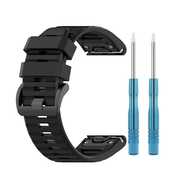 Sort Sort Smartklokke Hurtigutløser Silikon Armbånd Klokkereim kompatibel med Garmin Fenix 6 22mm