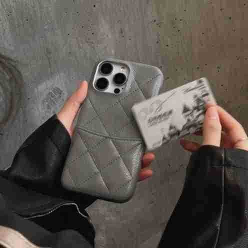 Etui til iPhone 16plus Space Gray ins diamant lædertekstur blød Wallet med kortholder