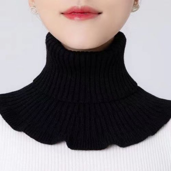 Dame falsk krage Skjerf Cervical Support Bandana Strikket W Black
