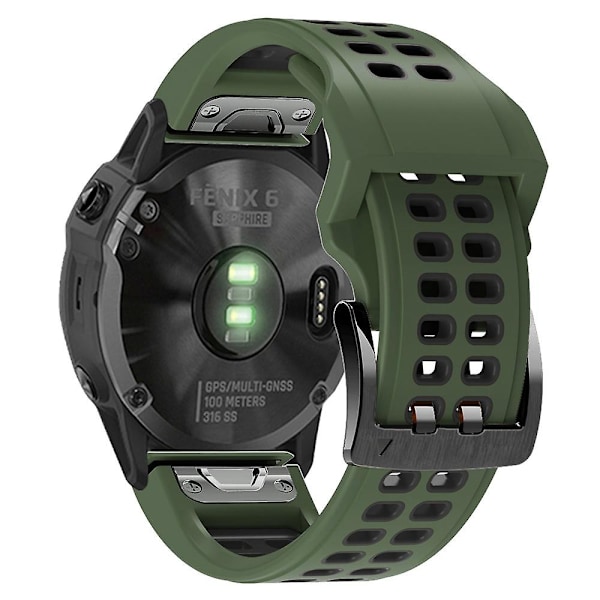 Armygrøn Sort Armygrøn Sort Silikone Urrem kompatibel med Garmin Fenix 6