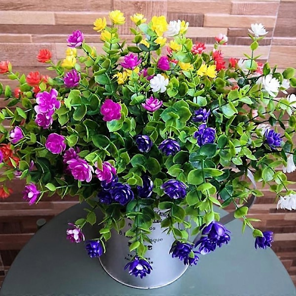 6 stk. Kunstig Blomst Levende Ikke-falmende Plast Multifunktionel Falsk Blomstergræs til Hjemmet Purple Orchid