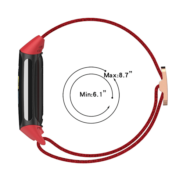 Svart Svart Nylon Klockarmband kompatibelt med Fitbit Charge 5
