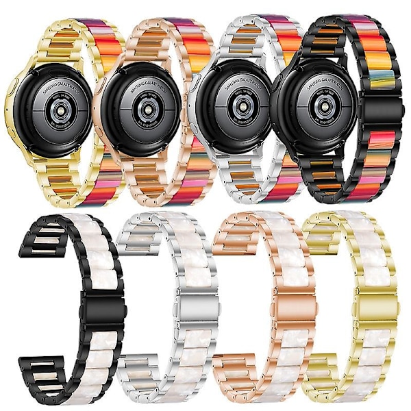 Ruusukullanvärinen helmenvalkoinen ruusukullanvärinen helmenvalkoinen yhteensopiva Garmin Venu/vivoactive 3 Music 20mm teräs+hartsi rannekkeen kanssa
