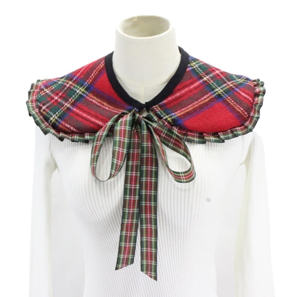 Dam Falsk Krage Avtagbar Halv Avtagbar Ullsjal De Red Plaid