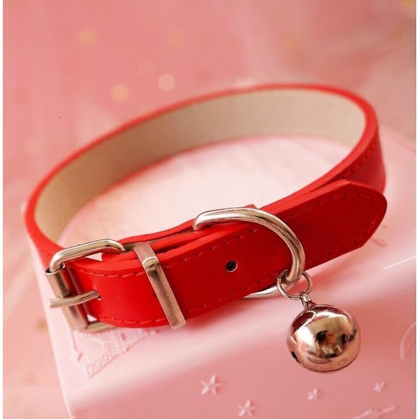 Pu läder liten Bell Choker halsband Punk stil kvinnor red