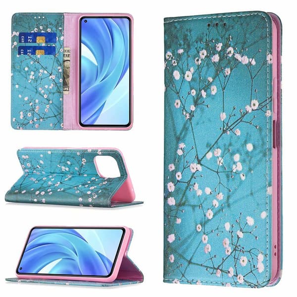 Etui til iPhone 14 Pro Max Mørk Magnetisk Blommeblomst Malet Flip Wallet med Kortholder