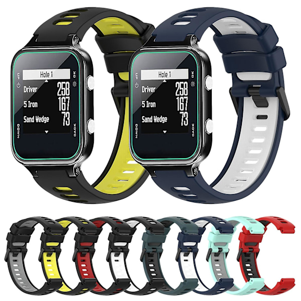 Musta Valkoinen Musta Valkoinen Silikoni Kellonranneke, yhteensopiva Garmin Approach S20:n kanssa, yhteensopiva Garmin Approach S20:n kanssa