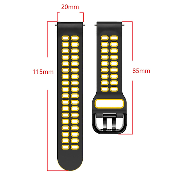 Sort Grå Sort Grå 20mm Silikonerem kompatibel med Garmin Venu 2 Plus