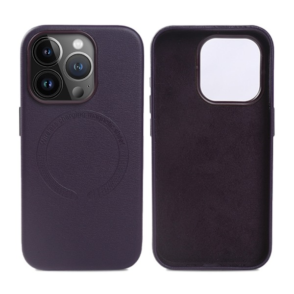 Etui til iPhone 13PU magnetisk lilla fullkropps magnetisk lær