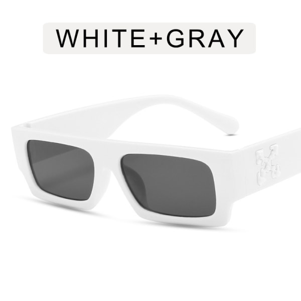 Mode Personlighet Liten fyrkantig låda Hip Hop Solglasögon Snowflake Street Shot Solglasögon Solid white frame full Gray