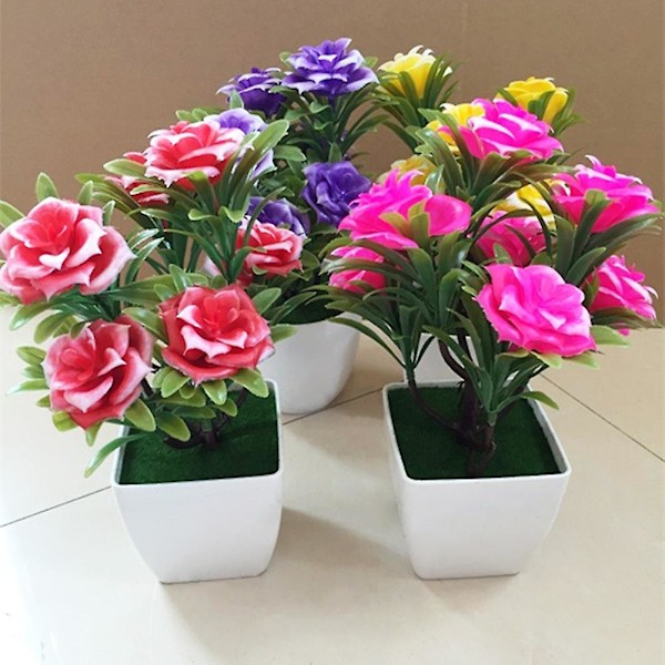 1 stk. Kunstig potteplante Bonsai Performance Scene Hage Hjemmefest Dekor Red