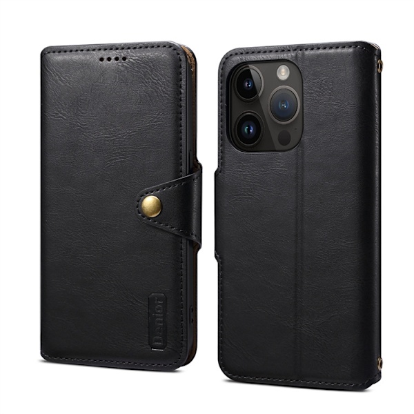 Etui til iPhone 13 Pro Max sort Flip Wallet med kortholder og stativ