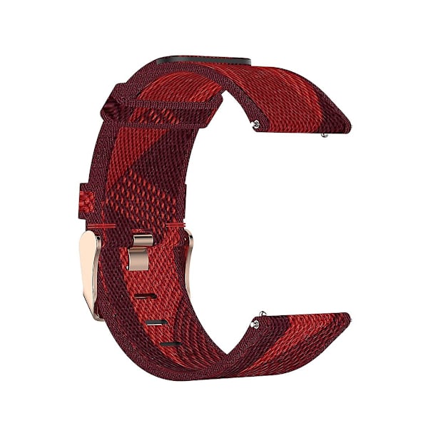 Punainen raidallinen kudottu nylonranneke, yhteensopiva Fitbit Versa 2:n, Fitbit Versan, Fitbit Versa Liten ja Fitbit Blazen kanssa