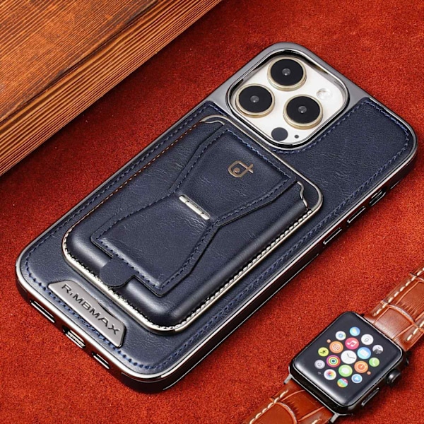 Kotelo iPhone 13promax Navy magneettisella jalustalla ja korttipaikalla