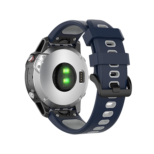 Midnattsblå Grå Midnattsblå Grå 22mm Tofarget Silikon Klokkereim kompatibel med Garmin Fenix 7 / Epix