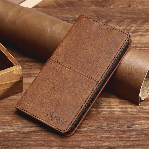 Etui til iPhone 16 Plus Lysebrun Magnetisk Flip
