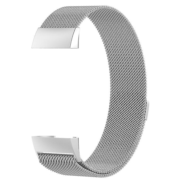 Silverfärgad Magnetisk Klockarmband i Rostfritt Stål kompatibelt med Fitbit Charge 4 / 3, Stor Storlek: 210x18mm Storlek210x18mm