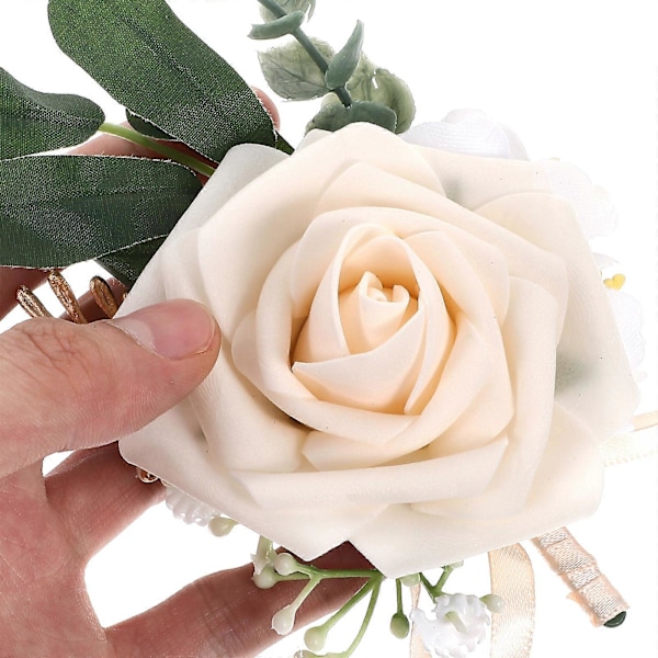 1 Sæt Corsage og Boutonniere Sæt Kunstig Blomst Håndleds Corsage Armbånd Brudgom Fake Blomst Boutonniere