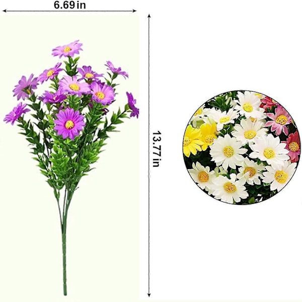 8 Stykker Kunstige Blomster, Kunstige Tusenfryd Utendørs Blomster Fake Planter