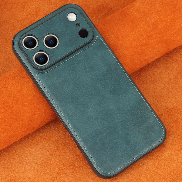 Etui til iPhone 15 Lædertekstur Grøn Noz27089