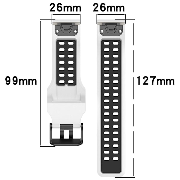 Sort Gul Sort Gul 26mm To-farvet Silikonerem kompatibel med Garmin Fenix 6X